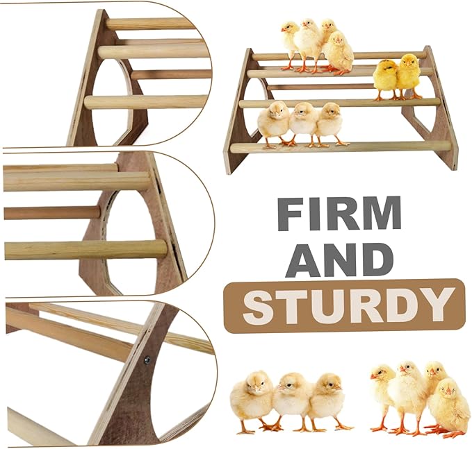 Chicken Perch with 7 Bars Wooden 14.6x10.8x7.8in Chicken Roosting Bars with Side Holes Freestanding Roost Coop Accessories Roosting for Chickens in Coop Roost