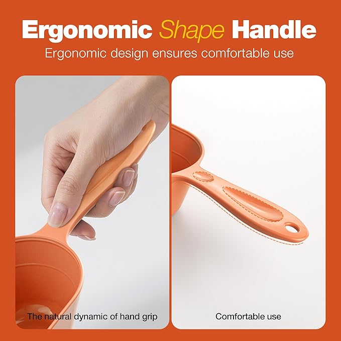 Pet Food Scoop 2 Pack, Dog Cup Capacity Cat Food Scooper With Measuring Lines For Dog, Puppy and Cat Coffee Bean, Flour Scoop Orange
