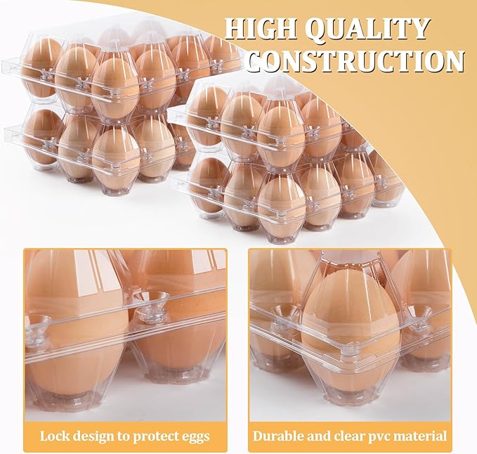 120 Pack Egg Cartons 12 Count, Plastic Egg Cartons Cheap Bulk for Fresh Eggs, Reusable Egg Holder Egg Trays for Home and Farmer's Markets Display, Medium Egg Containers for Refrigerator