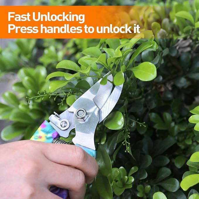 APSARAS USA Gardening Tools, 10 Pieces Gardening Tool Set with Purple Floral Print,Ergonomic Handle Trowel Rake Weeder Pruner Shears Sprayer with Carrying Case Garden Tool Set Gifts for Women