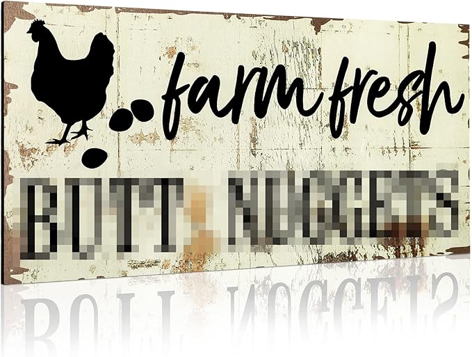 Farm Fresh Chicken Wall Decor Chicken Coop Sign Accessories Rustic Hen House Deco Farmhouse Wooden Door Decoration for Home Kitchen Decoration(Vintage Color)