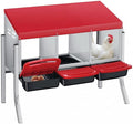 Chicken Nesting Boxes with Rollout Egg Collection – 3-Compartment Metal Hen Nest Box with Removable Trays, Slanted Roof & Ventilation, Wall Mount or Standing for Backyard Poultry Coop, Red