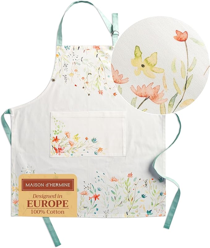 Maison d' Hermine 100% Cotton Apron for women with Pocket Kitchen Chef Apron for Men Cooking Easter Decorations