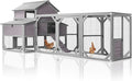 Large Chicken Coop with Run - Outdoor Chicken House for 6-8 Chickens with Six Nesting Box, Five Perches, Leakproof Pull-on Tray, and UV-Resistant Roof - Large