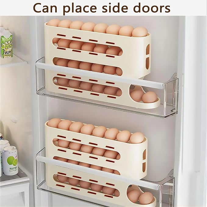 2PCS Stackable Refrigerator Egg Holder - 44 Count Durable Plastic Organizer, Space-Saving Storage Container with Easy Access for Fresh Eggs（transparent）