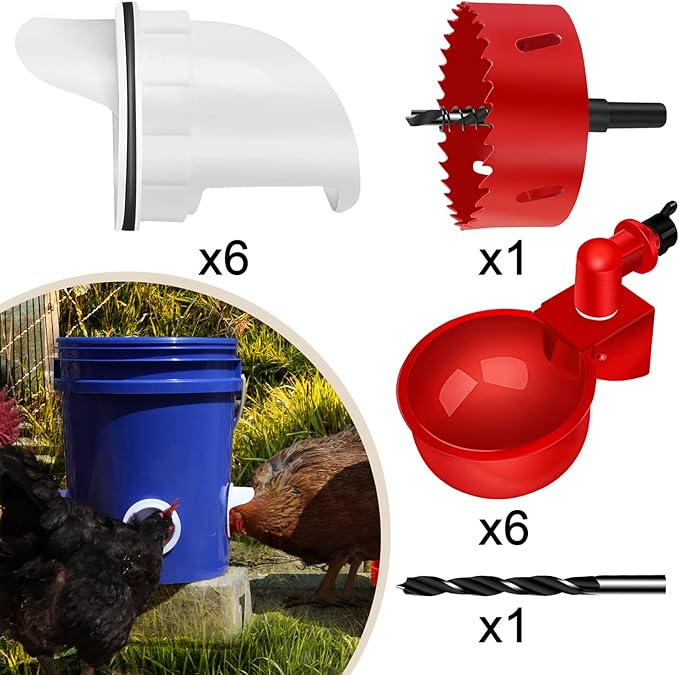 Chicken Feeder No Waste Automatic Poultry Feeder Ports Kit and Waterer Set