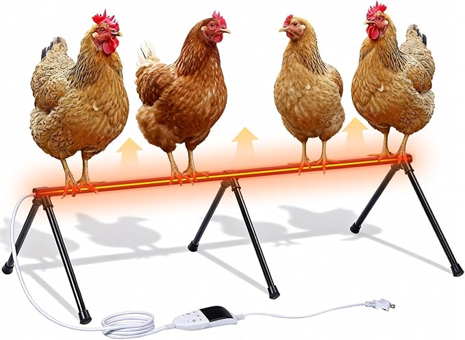 Heated Chicken Perch for Winter Chicken Coop Heater with 24H Timer & Temperature Adjustable Prevent Frozen Toes Chicken Coop Accessories With 2 Heated Roosting Bars for Chick Bird Duck Pigeon Parrot