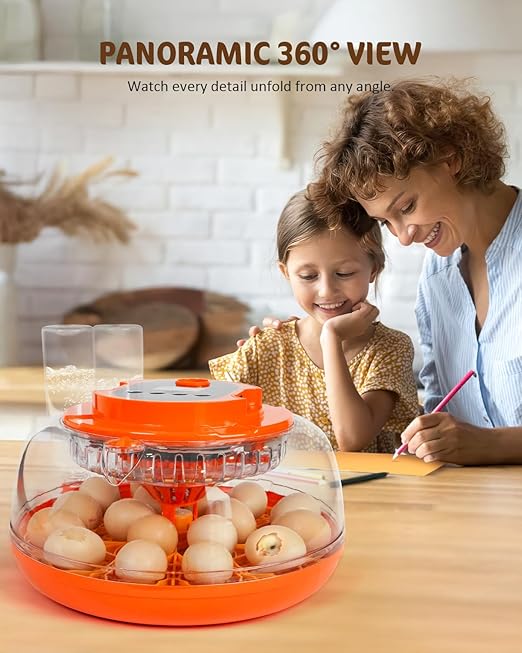 18 Egg Incubator with Automatic Turning & Humidity Control, Fully Automatic Incubators with 2 Trays, Egg Candler, for Hatching Chicken, Duck, Goose, Quail, Pigeon, Turkey, Home, Classroom, Farm Use