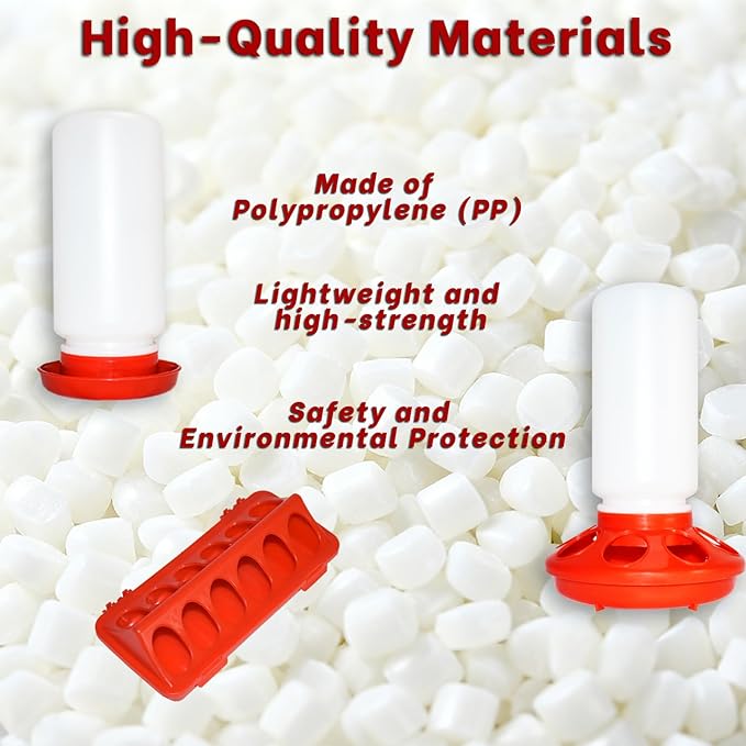 Chick Feeder and Waterer Kit,BrTurkey Duck Quail Poultry Feeder,Brooder Coop Supplies for Poultry,Included 5 Components