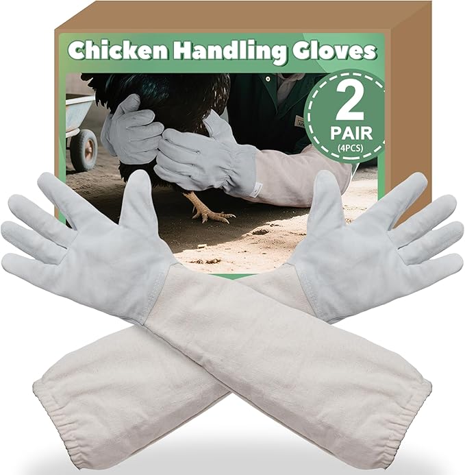 2 Pack Chicken Handling Gloves,Extra Long Scratch Proof Gloves for Chicken Handling,Puncture Resistant Glove for Prevent Chickens Scratch,Bite Proof Glove for Chickens,Bird,Cat