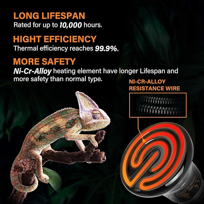 Simple Deluxe 25W 4-Pack Mini Ceramic Heat Emitter Reptile Heat Lamp Bulb No Light Emitting Brooder Coop Heater for Amphibian Pet & Incubating Chicken,Black