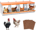 Chicken Nesting Box for Laying Eggs - 4 Room Chicken Laying Boxes, Nesting Boxes for Chickens, Heavy Duty Metal Chicken Coop (42.5" L x 17" W x 15" H)