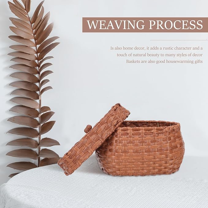 Vintage Hand-woven Egg Basket for Fresh Eggs Countertop Storage Bin with Lid Rustic Harvest Basket for Kitchen and Dining Organization