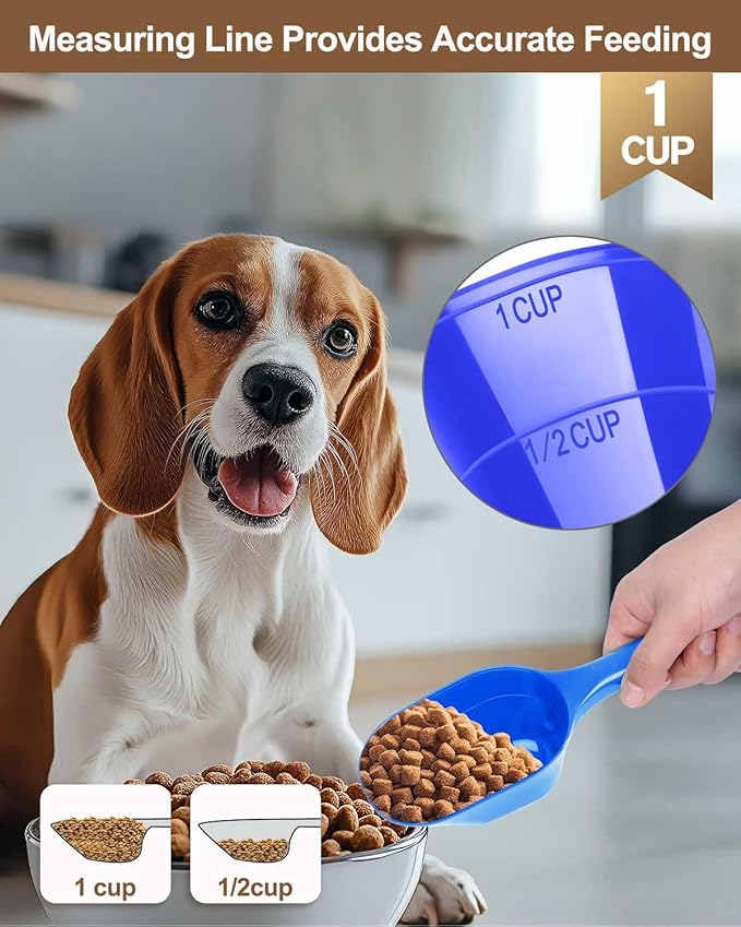 Dog Food Scoop, 1 Cup Pet Food Scoop With Measuring Lines (blue)