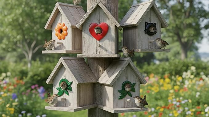 5 Pk Metal Wren Bird House Predator Guards -1.125" Hole Sizes - Excludes Different Bird Species - Protects The Entry Hole