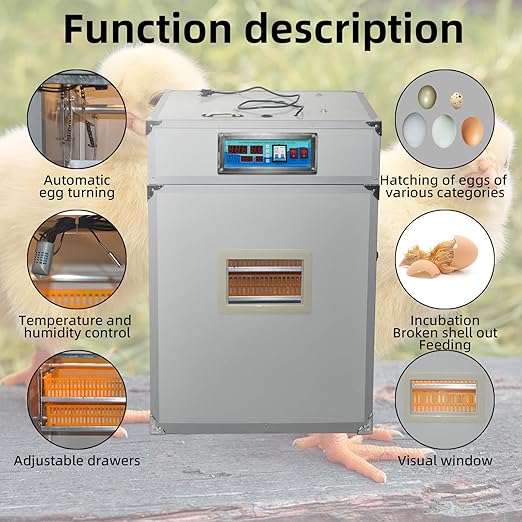 440 Egg Digital Cabinet Incubator，Poultry Hatching Breeding Cabinet Incubator for Auto Egg Turning, Temp/Humidity Control, Thermostatic for Chicken/Duck/Goose/Quail Bird.