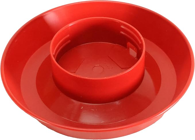 Little Giant® Screw-On Poultry Waterer Base | Heavy Duty Plastic Water Tray Base for Container | Chicken Waterer Screw on Base (Red, 1 Count)