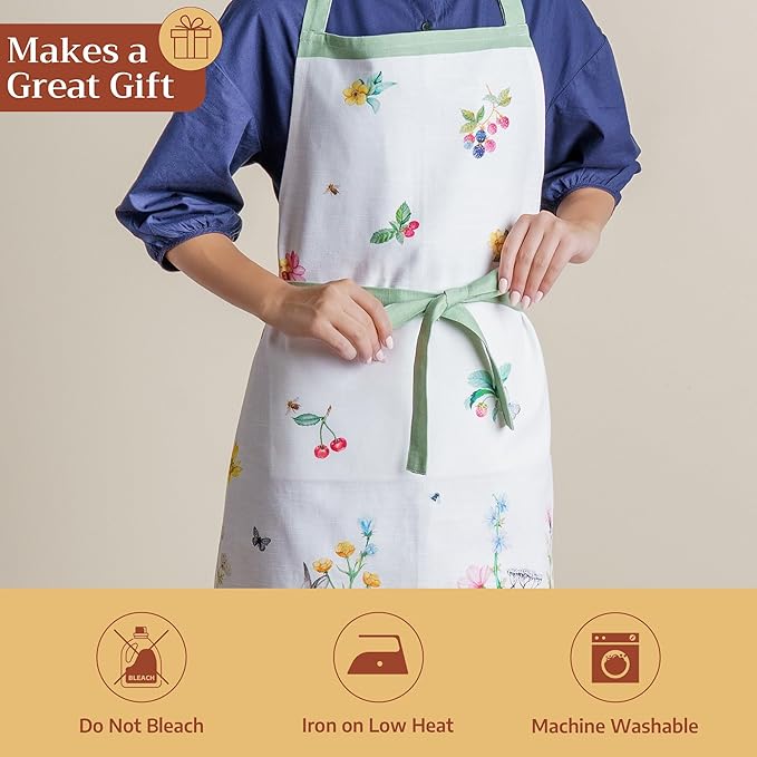 Maison d' Hermine 100% Cotton Apron for women with Pocket Kitchen Chef Apron for Men Cooking Easter Decorations