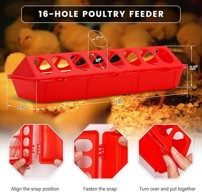 6 Pieces Plastic Flip Top Bird Small Poultry Feeder Quail Chick Feeder Waterer Poultry Feeding Tray Trough Dish Dispenser No Mess No Waste for Brooder Chickens Ducks Quails Pigeon Birds