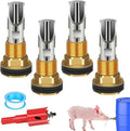 4PCS Pig Waterer Nipple, Automatic Pig Nipple Water Drinker for Barrel Kit, Stainless Steel Hog Water Drinker Feeder with Brass Water Tank Connectors Kit for Pig Goats Swine Piglets Drinking