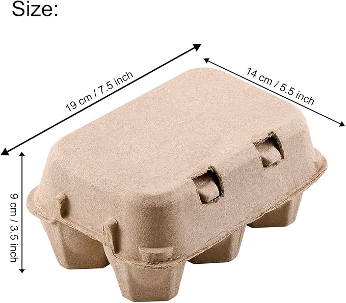 Vintage Jumbo Duck Egg Cartons 50 Pack, Half Dozen Paper Carton for Small Size Geese, Blank Natural Pulp Jumbo Eggs Container Holder Reusable for 6 Six Count Chicken Storage Strong Tray