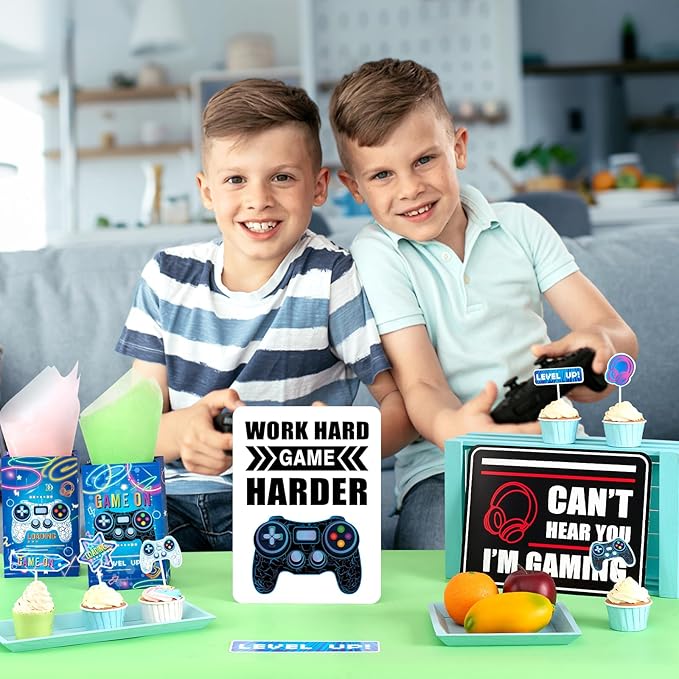 Video Game Party Decorations - 9 PCS Video Game Birthday Party Decorations Gaming Zone Signs for Boys Kids Gaming Birthday Supplies Funny Games Night Decoration for Door Windows Yard Wall Decor