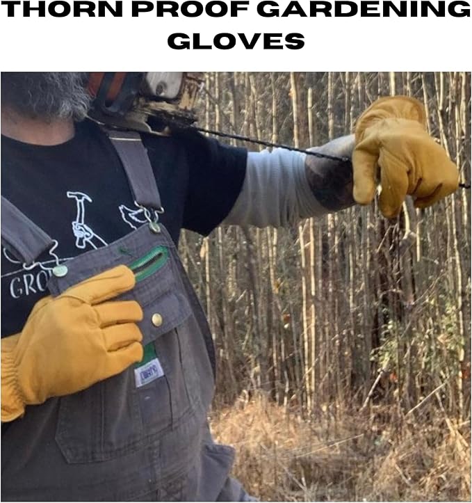 Iron Fencer Leather Work Glove- 207 Small Cowhide Leather Fencing Gloves for Men Heavy Duty Double Palm, Guantes de Trabajo, Ranch, 207S