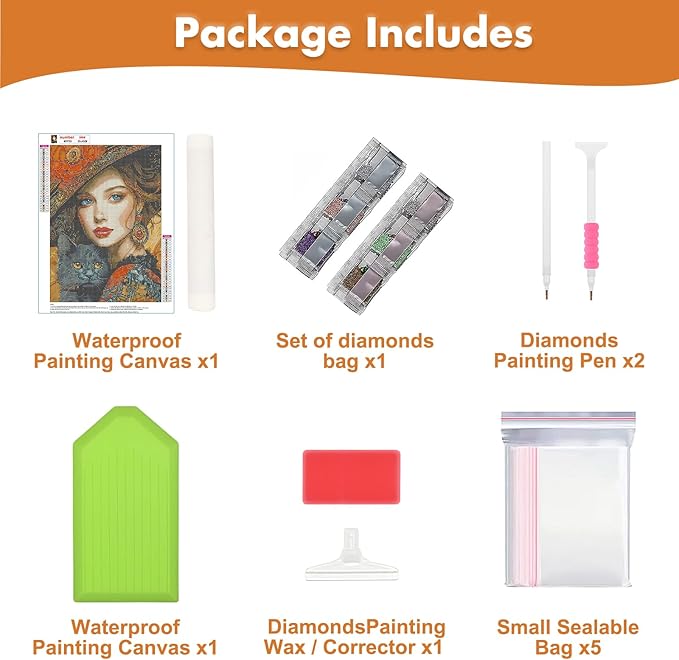 MAXBYE Diamond Painting Kits for Adults, Pretty Woman Hugging Black Cat Diamond Art Kits for Beginner, DIY 5D Full Drill Diamond Dots Crystal Art and Craft Kits for Home Wall Decoration 12x16inch