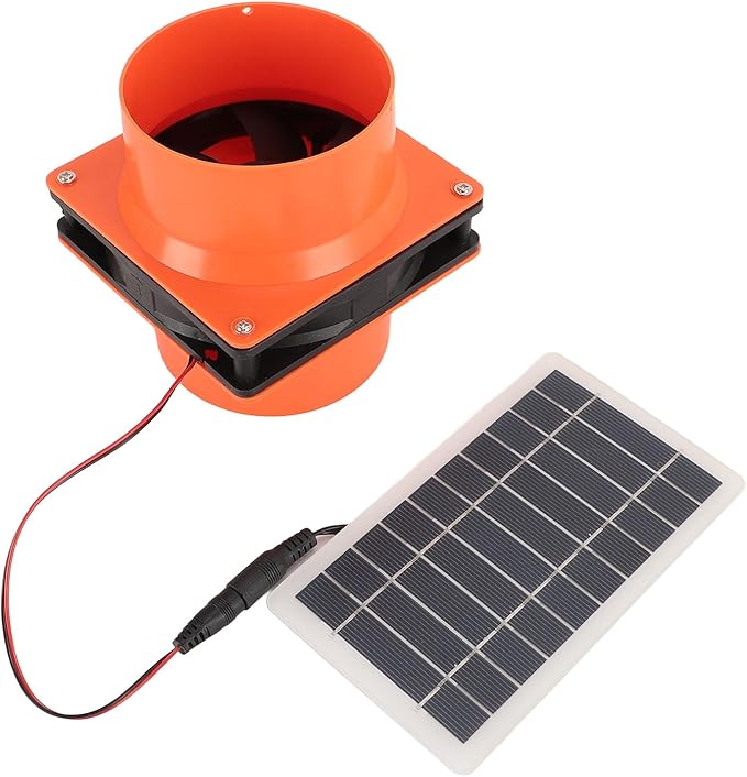 10W Solar Powered Exhaust Fan Kit with 5V Monocrystalline Silicon Solar Panel for Pet House Chicken Coop Ventilation