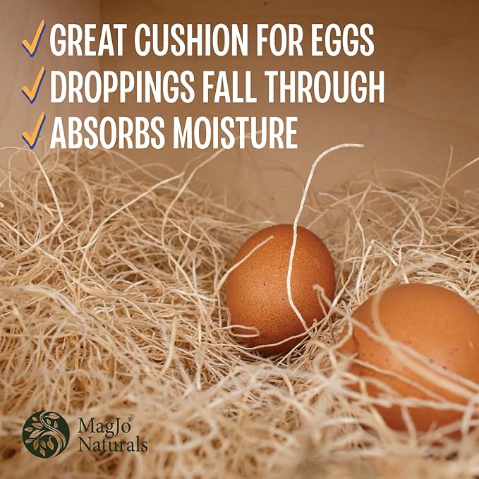 MagJo Aspen Nesting Pads for Chicken Coops - USA Grown Aspen Excelsior Nest Box Liners 13x13-10 Pack with 4 oz Nesting Herbs