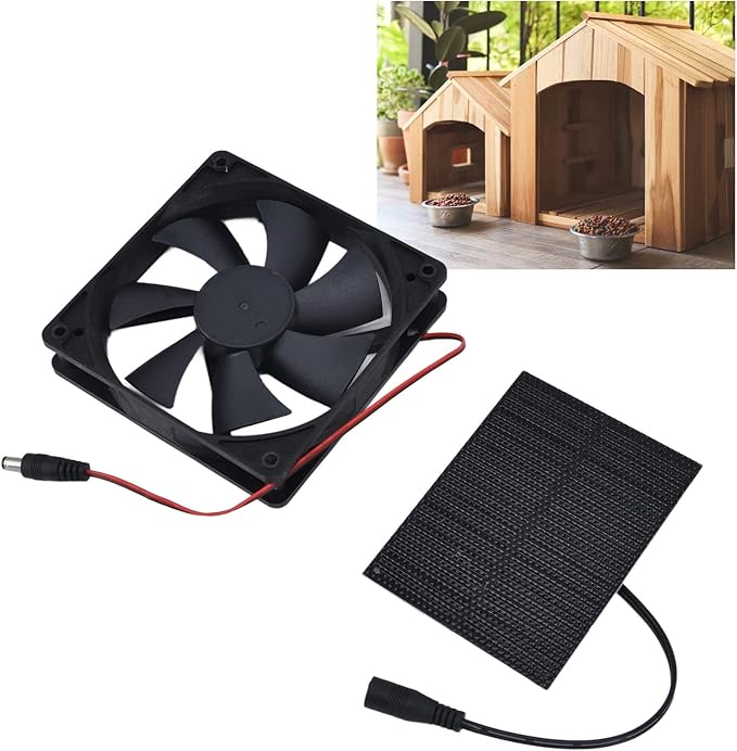 Solar Panel Fan Single Fan, Professional Solar Powered Exhaust Fan Kit Weatherproof Ventilation with Solar Panel Kit for Chicken Coops Greenhouses Sheds Pet Houses 3W 4.7x4.7in Fan