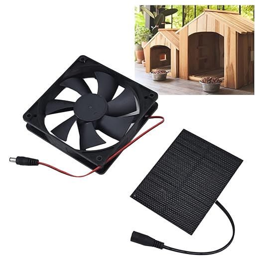 100W Solar Panel Fan Kit 12V Dual Exhaust Fan Chicken Coops Solar Fan Kit for Dog House, Greenhouse, RV