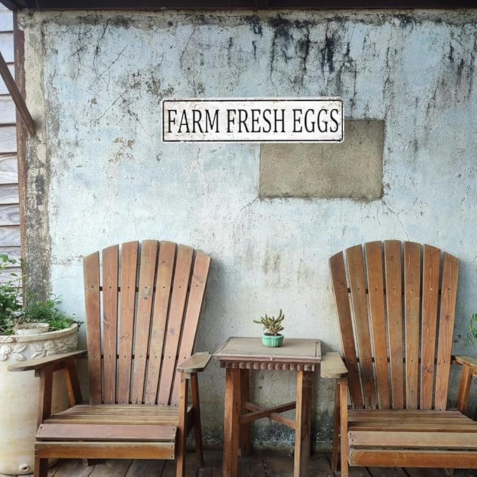 Farmers Market Decor fresh eggs sign Vintage Metal Tin Signs Outdoor Chicken Coop Sign farm fresh eggs sign 4x16 Inch