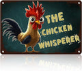 Vintage The Chicken Whisperer Metal Sign Fun Chicken Tin Sign Farm Chicken Coop Metal Poster Home Kitchen Farmhourse Coffee Bathroom Art Wall Decor 12x16 Inch