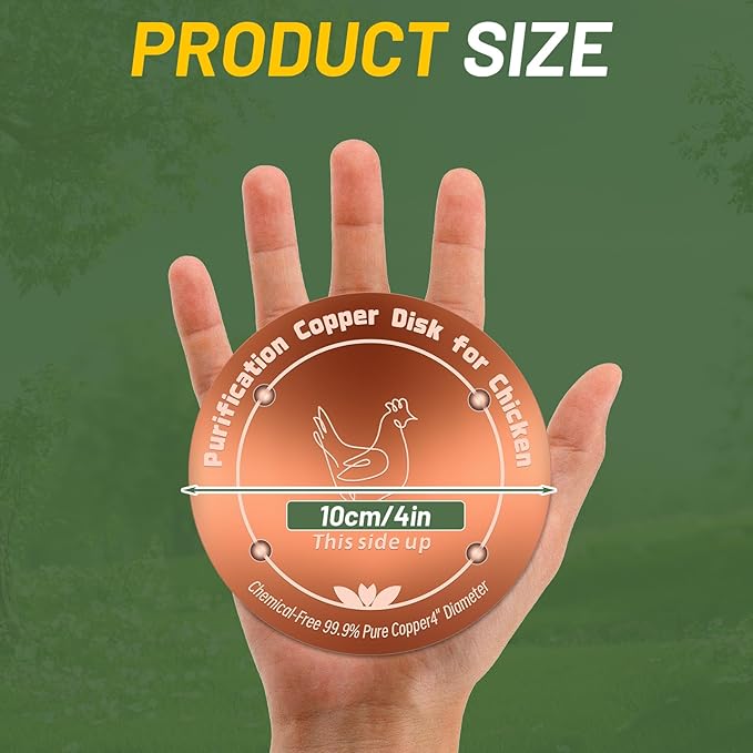 Copper Disk for Chicken Water Feeder|4-inch Diameter,0.6mm Thick|99.99% Pure Copper Disc|Automatic Chicken Waterer Purification Disk with 4 Point Support|Purify Water All Year Round