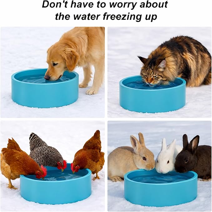 Large Heated Water Bowl for Dog & Cat, Outdoor Heated Dog Bowl with Chew Resistant Power Cord, Waterproof Heated Pet Bowl Smart Thermal-Dish in Winter for Dog Cat Chicken Birds, 108 OZ UL Certified