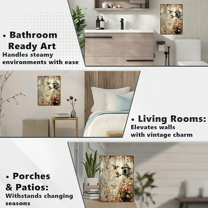 Vintage Garden Tin Sign Do What Makes You Happy Retro Hummingbird Metal Poster Rustic Nostalgic Metal Sign Wall Decor For Home Garden Plaque Yard Living Room Bedroom Cafe Bar 16 * 12 In