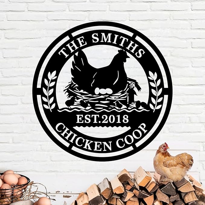 Personalized Metal Coop Sign, Custom Chicken Name Sign,Chicken Coop Decor,Chicken Coop Accessories, Personalized Chicken Coop Farm Sign,Funny Signs for Chicken Coops