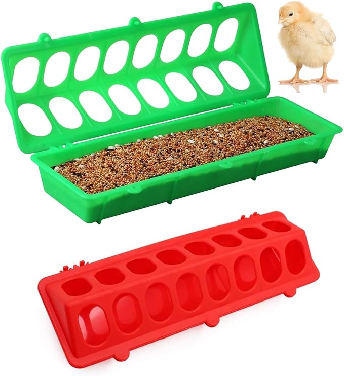 2 Pack Chicken Feeder 16 Holes Chick Feeder No Waste 30cm Chicken Feeder and Waterer Set Poultry Feeders for Chicken Chick Birds Pigeon Coop