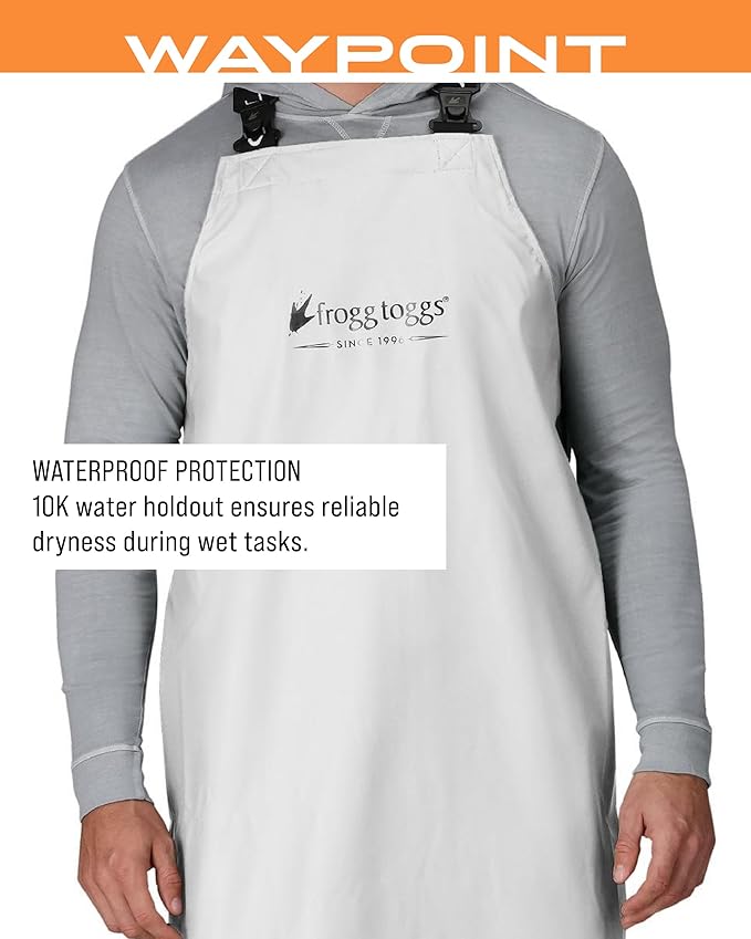 FROGG TOGGS Men's Waypoint Fish Apron, Waterproof, Durable with 4-Way Stretch, Black, OS