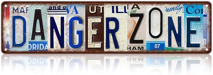 Vintage Danger Zone Wall Decor Street Signs Metal Tin Signs 16 x 4 Inches