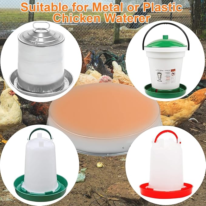 Poultry Chicken Water Heater: Chicken Water Heater Base for Winter, for Plastic/Metal Poultry Watere Under 6 Gallons, Heated Waterer for Chickens 125W