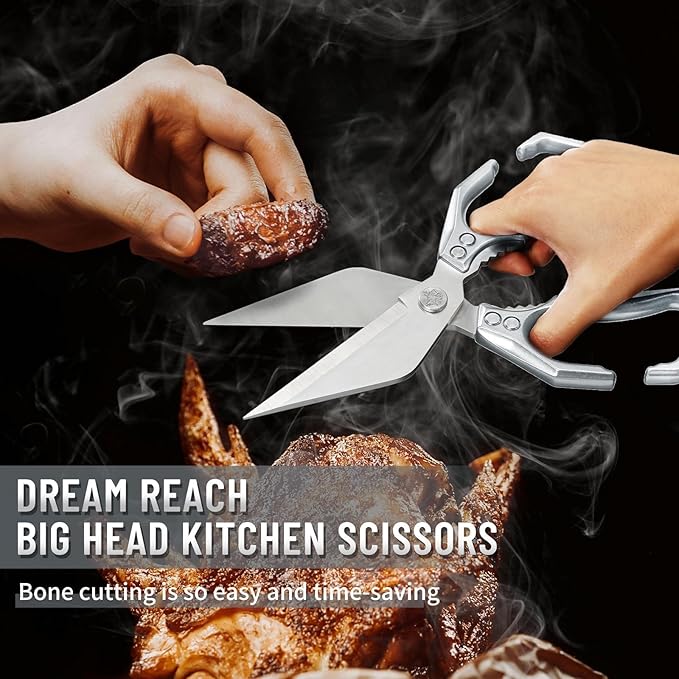 Dream Reach Heavy Duty Poultry Shears Kitchen Scissors Dishwasher Safe with Ergonomic Handle, Japanese High-Carbon Steel Cooking Shears for Chicken, Meat, Seafood, Bone Cutting Christmas Gifts for Men