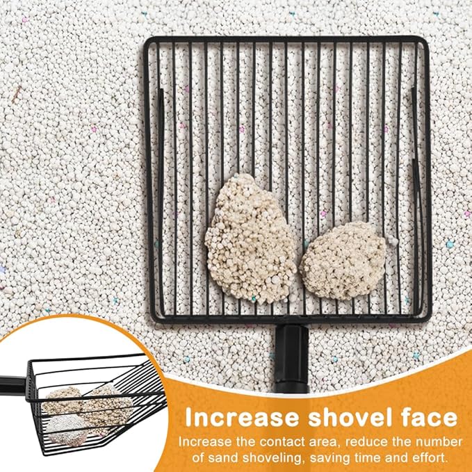 Large Metal Chicken Poop Scooper, Stretchable Long Chicken Coop Litter Scoop, 4 in 1 Multifunctional Heavy Duty Litter Sifting Shovel(Black,Size:22 to 42inch)