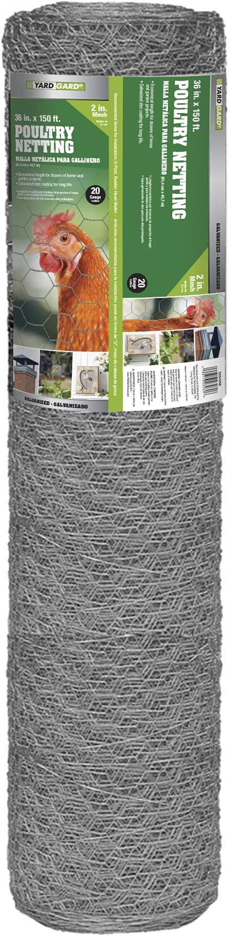 YARDGARD – 2 Inch Twisted Mesh Welded Wire Fence – 36 Inches by 150 Feet – 20 Gauge Galvanized Steel – for Poultry Netting | Chicken Coops | Garden Protection and Plant Support