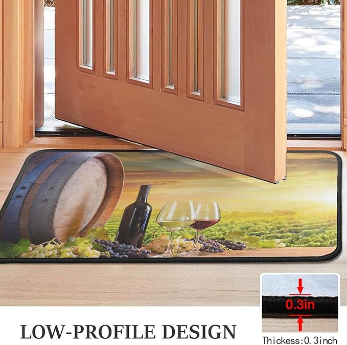 Roszwtit Farmhouse Kitchen Rugs and Mats, Farm Red Wine Door Mat, Seasonal Washable Non-Slip Floor Mats for Home Kitchen Decor 30x17 Inch