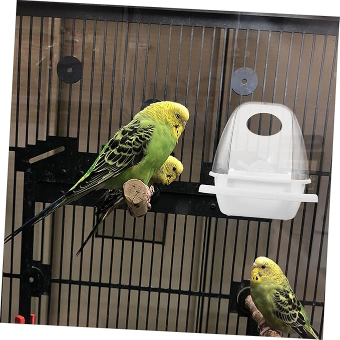 BESTonZON 2pcs Outdoor Parrot Food Container Bird Feeder Hanging No-Spill Bird Food Box for Cage and Wild