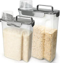 Rice Storage Containers, Airtight Cereal Containers Storage, BPA Free Rice dispenser for Flour, Pasta, Grain and Baking, Pet Dog Cat Bird Food Container 20lb+ 10lb Grey