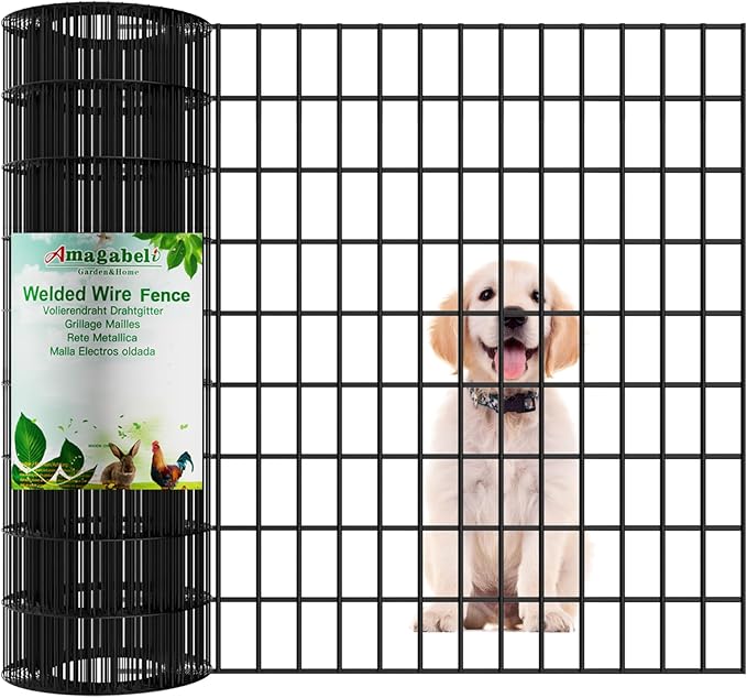 AMAGABELI GARDEN & HOME Black PVC Coated Welded Wire Fence 2inchx4inch 36inchx50ft 14Gauge Garden Border Fencing Roll Vinyl Coating Metal Wire Mesh Garden Bed Plant Supports Poultry Netting Cage