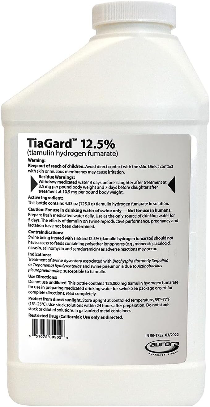 Aurora TiaGard 12.5% Liquid Concentrate, Generic for Denagard, 1L, One Liter